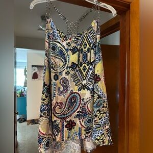 Halter tank top with chain straps